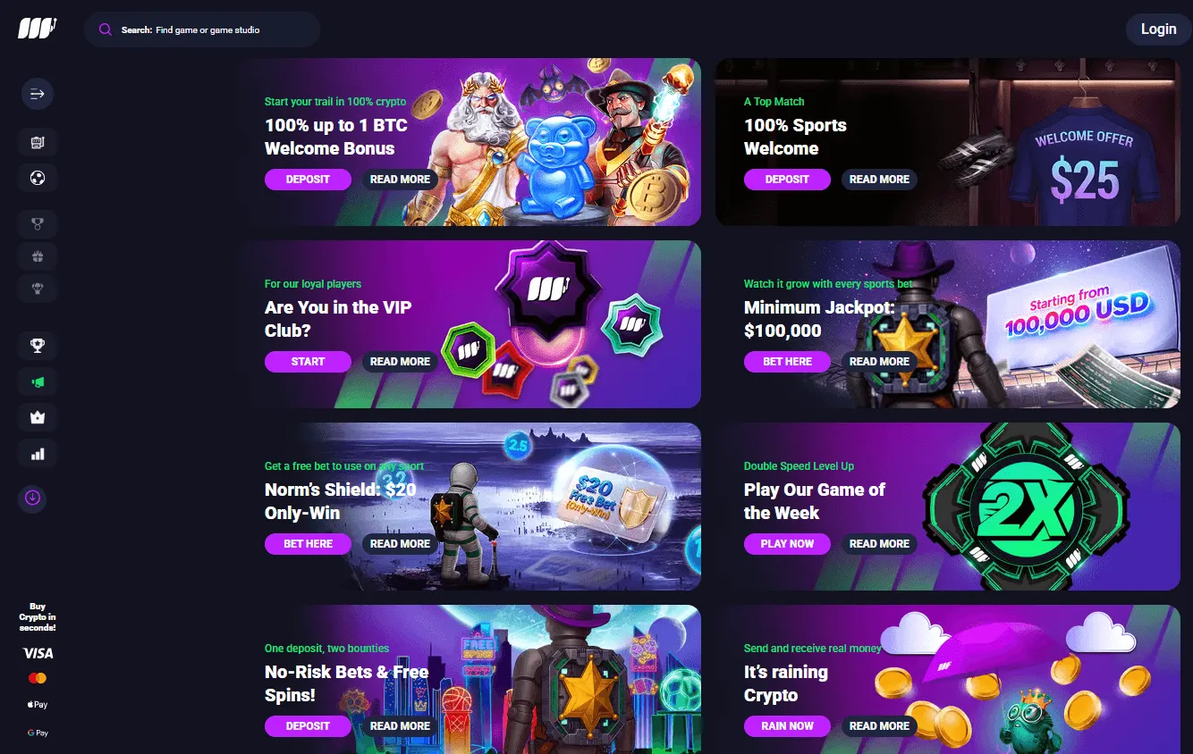 Metaspins Casino promotions area on desktop